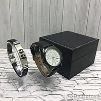 Подарочный набор мужские кварцевые часы + браслет разные модели!