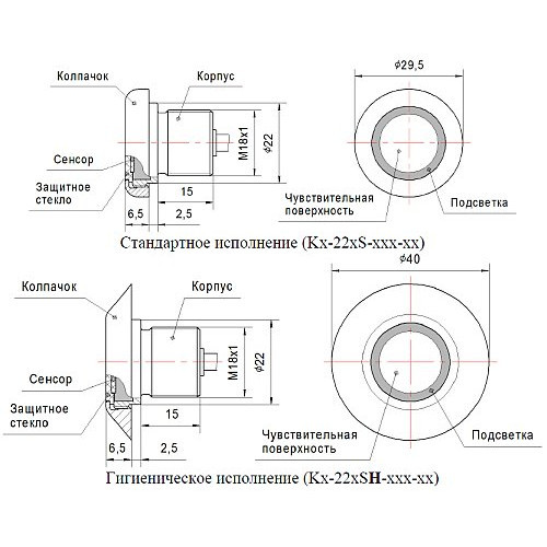 Сенсорная кнопка KD-22S-1PB-GR - фото 2 - id-p173603644