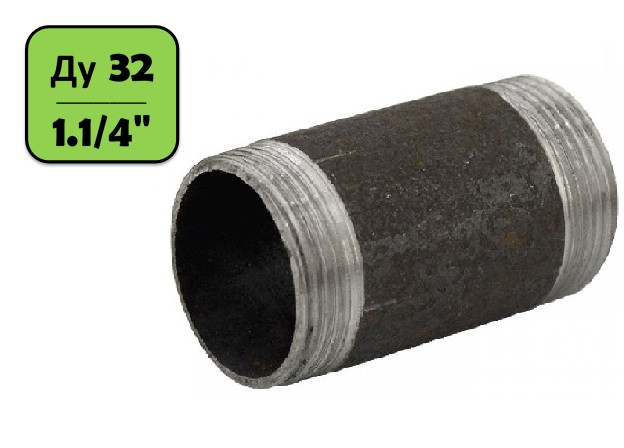Бочонок стальной Ду 32 (1.1/4") черный (L=70 мм) - фото 1 - id-p173349621