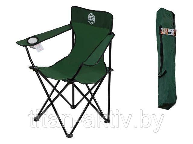 Кресло складное кемпинговое с держателем для бутылок + чехол, зеленое, серия Coyote, ARIZONE - фото 2 - id-p173632932