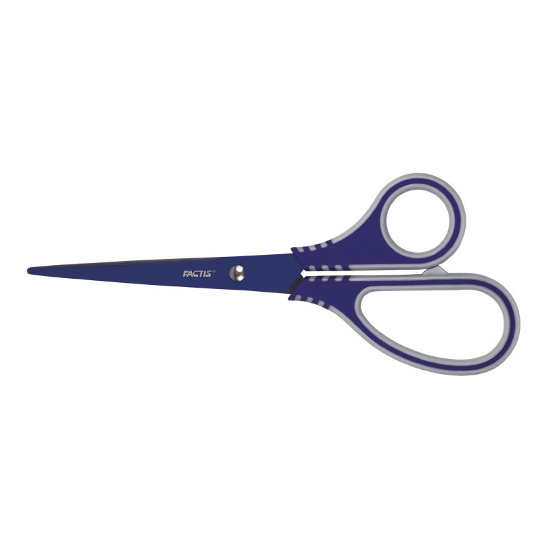 Ножницы офисные Factis синие, 17см, ассиметричные ручки, европодвес, арт.BWF10439B - фото 2 - id-p173653651