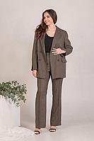 Женский осенний коричневый деловой деловой костюм Mislana 7121 коричневый 44р.