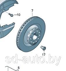 Диски тормозные задние,  Audi A4 B7 quattro, DF6005 trw