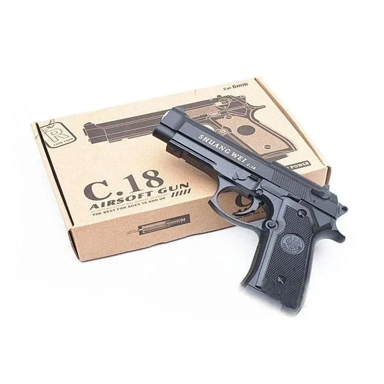 Пистолет игрушечный C.18 металл с пульками