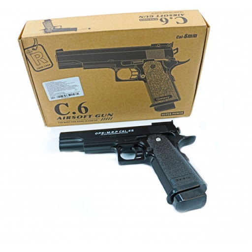 Пистолет детский C.6 металлический с пульками и съемным магазином - фото 1 - id-p173689101