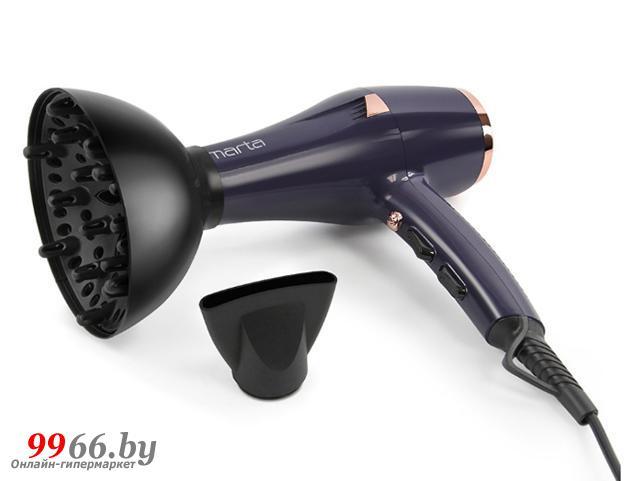 Профессиональный фен Marta MT-1498 Dark Topaz для сушки укладки волос с насадками