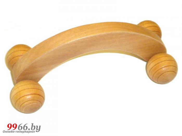 Массажер Onlitop Релакс 4 ролика, с ручкой, деревянный 6945209