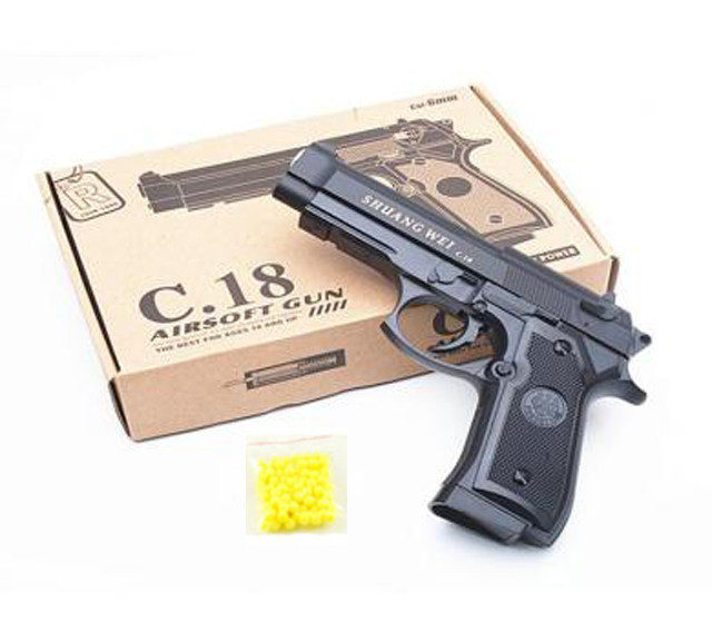 Пистолет игрушечный C.18 металл с пульками - фото 4 - id-p173781798