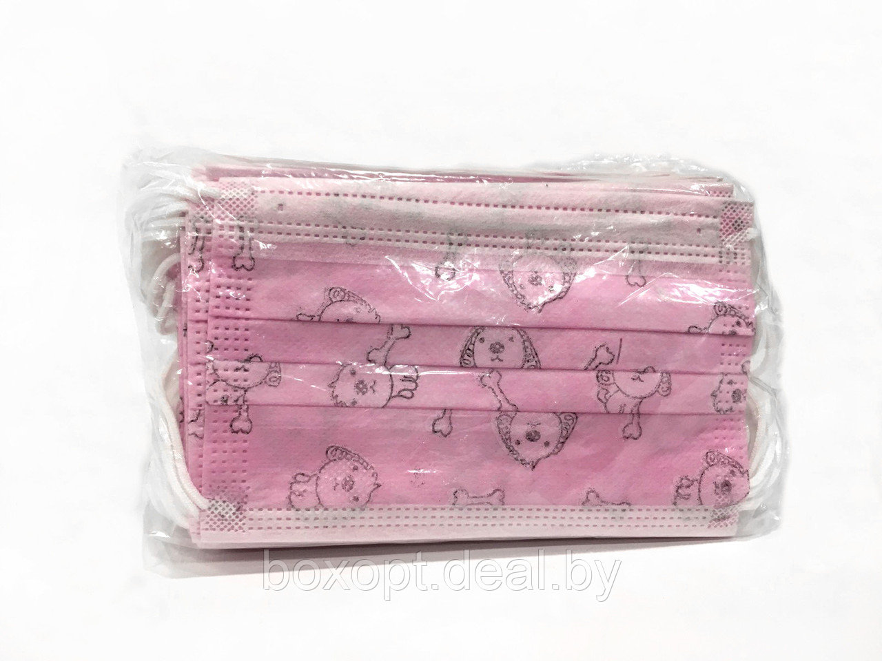 Маски детские одноразовые розовые, принт (50 шт/упак) - фото 2 - id-p173793561