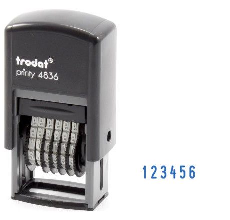 Нумератор полуавтоматический Trodat  4836 тип 4836, 6 разрядов, высота шрифта 3,8 мм