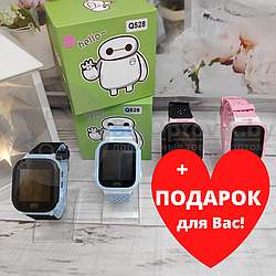 Детские GPS часы (умные часы) Smart Baby Watch Q528 Черные с розовым