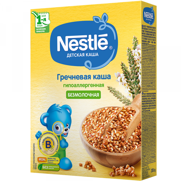 Каша Nestle гречневая гипоаллергенная безмолочная 200г - фото 1 - id-p119997747