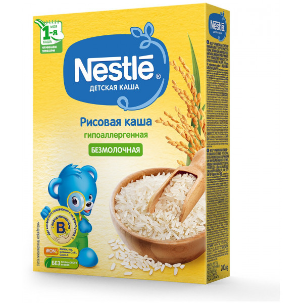 Каша Nestle рисовая гипоаллергенная безмолочная 200г - фото 1 - id-p119997749