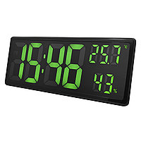 Часы электронные настольные с крупными цифрами, будильником, термометром и гигрометром (3808L) зелёная подсвет