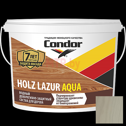 Лак акриловый интерьерный Condor Holz Lazur Aqua молочный белый 9 кг