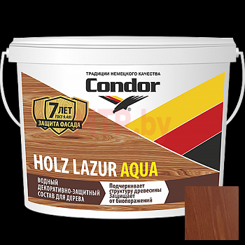 Лак акриловый интерьерный Condor Holz Lazur Aqua махагон 9 кг