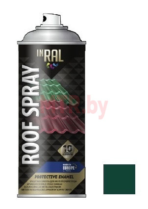 Эмаль аэрозольная алкидная Inral Roof Spray зеленый мох RAL 6005 0,4 л
