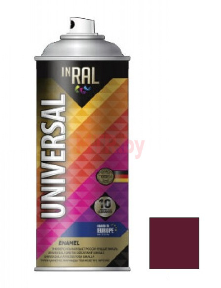 Эмаль аэрозольная алкидная Inral Universal темно-красная RAL 3005 0,4 л