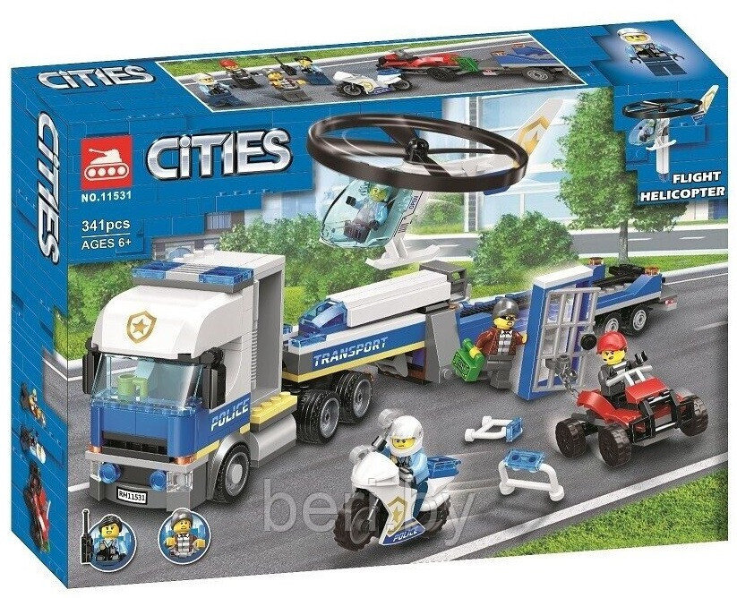 11531 Конструктор Bela "Полицейский вертолетный транспорт", 341 деталь, Аналог LEGO City 60244 - фото 1 - id-p173387664