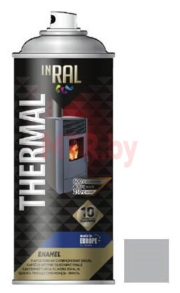 Эмаль аэрозольная силиконовая термостойкая Inral Thermal алюминиевая RAL 9006 0,4 л