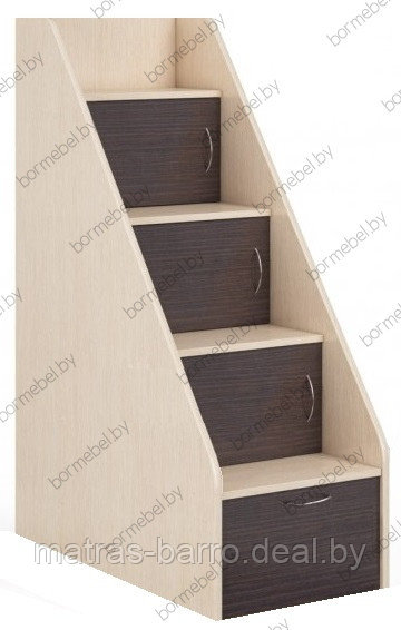 Лестница-комод низкая для двухъярусной кровати дуб молочный/венге - фото 1 - id-p173884221