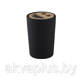 Стакан для зубных щеток Plain BLACK  Bisk 06571