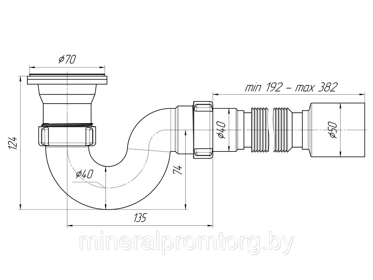 Сифон Ани E115 для душевого поддона 1 1/2 *40 с гибкой трубой 40х50 - фото 3 - id-p173888800