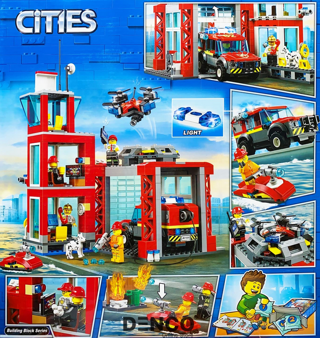 Детский конструктор Lari 11215 со светом Пожарное депо, аналог лего Lego City сити 60215 - фото 4 - id-p173906192
