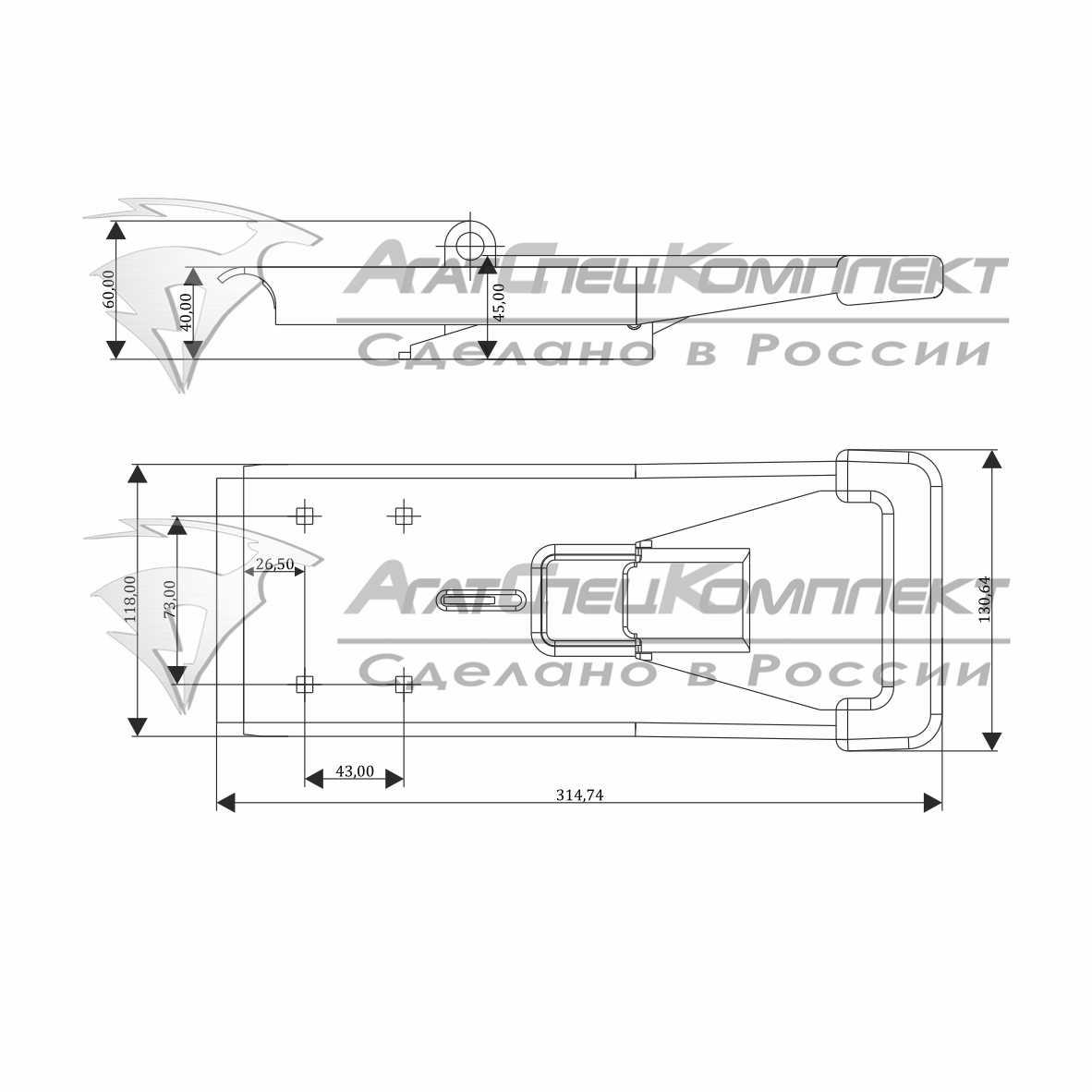 Рукоятка "PUSH" F21 оцинкованная - фото 2 - id-p173887034