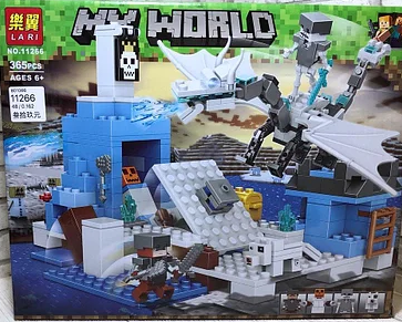 Детский конструктор Майнкрафт Minecraft My World 11266 Нападение ледяного дракона аналог лего