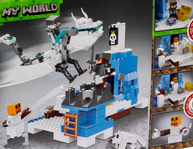 Детский конструктор Майнкрафт Minecraft My World 11266 Нападение ледяного дракона аналог лего - фото 2 - id-p164442299