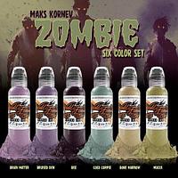 Краска World Famous Tattoo Ink MAKS KORNEV'S ZOMBIE COLOR SET - 6шт, 30мл