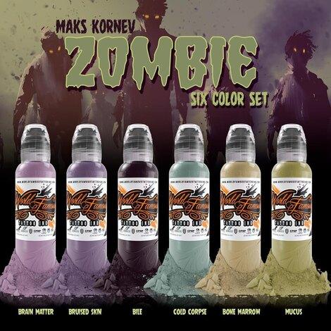 Краска World Famous Tattoo Ink MAKS KORNEV'S ZOMBIE COLOR SET - 6шт, 120 мл