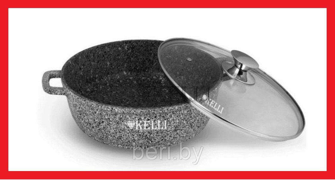 KL-4001-24 Сковорода-сотейник Kelli, с крышкой, с мраморным покрытием, 3,0 л, 24 см - фото 1 - id-p173917618