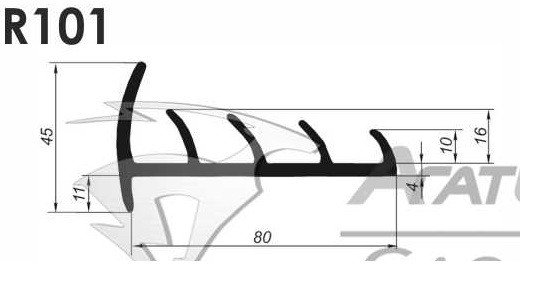 Уплотнительный профиль для 4-х лепестковый для рефрижератора R101 80мм