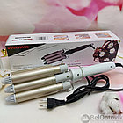 Тройная плойка для создания средних локонов Hair Curler Wang D22, фото 8