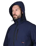 Куртка "СИРИУС-Азов" удл. с капюшоном синий софтшелл пл 350 г/кв.м, фото 3