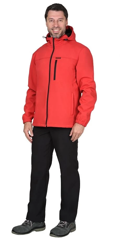 Куртка "СИРИУС-Азов" с капюшоном красная софтшелл пл 350 г/кв.м - фото 1 - id-p154235118