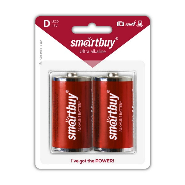 Батарейка алкалиновая Smartbuy LR20/2B (24/96) (SBBA-D02B) - фото 1 - id-p173936285