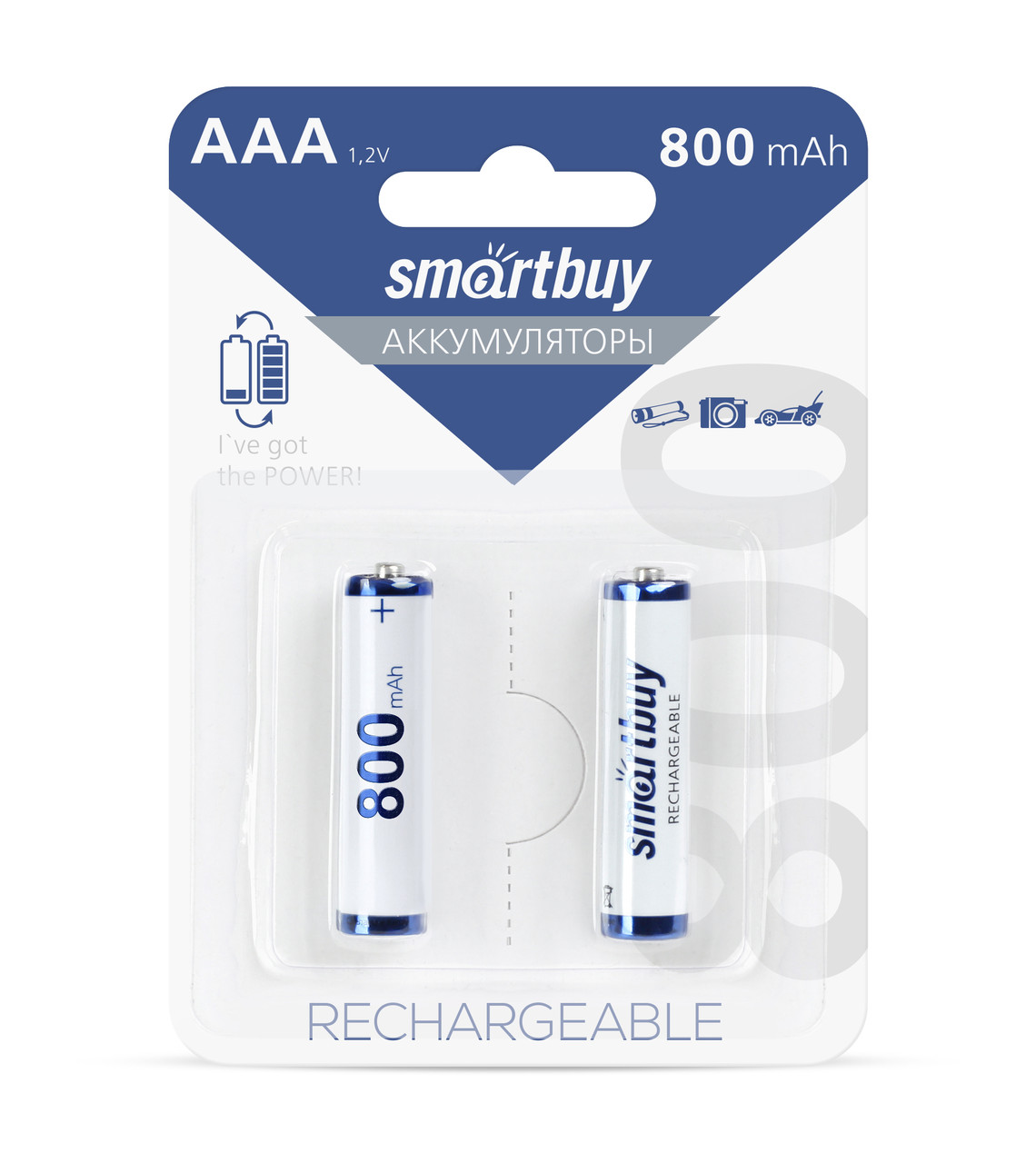 Аккумулятор NiMh Smartbuy AAA/2BL 800 mAh (2/24/240) (SBBR-3A02BL800)