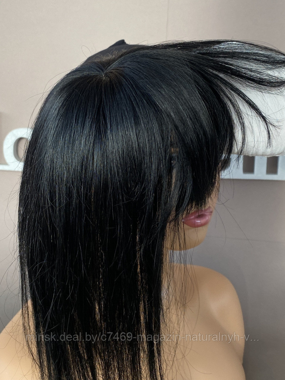 Накладки из натурального волоса с чёлкой (цвет 1 черный) - фото 4 - id-p173941543