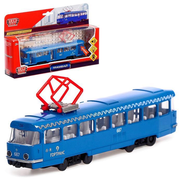Трамвай игрушечный металлический ТЕХНОПАРК (синий) - фото 1 - id-p173949884