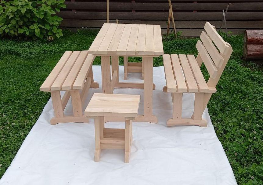 Набор деревянной мебели Банный Шик (стол, 2 скамейки, 2 табурета) - фото 6 - id-p163086736