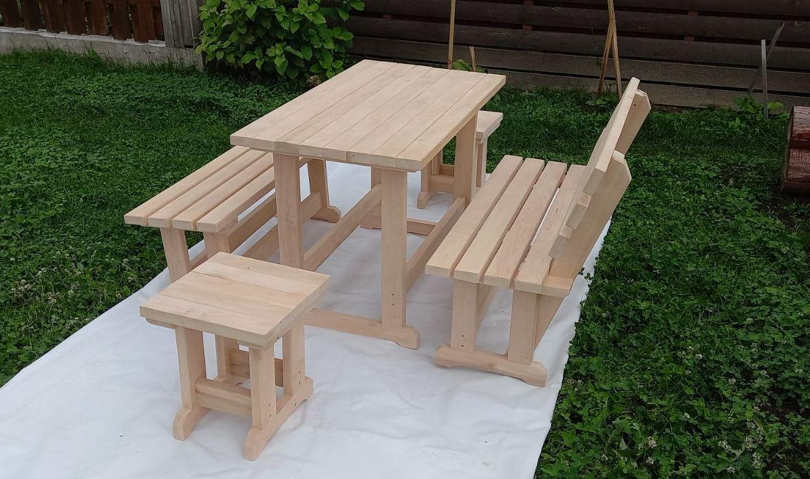 Набор деревянной мебели Банный Шик (стол, 2 скамейки, 2 табурета) - фото 5 - id-p163086736