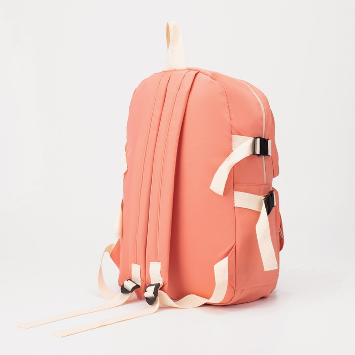 Рюкзак на молнии, 2 наружных кармана, 2 боковых кармана, цвет розовый - фото 2 - id-p173952980