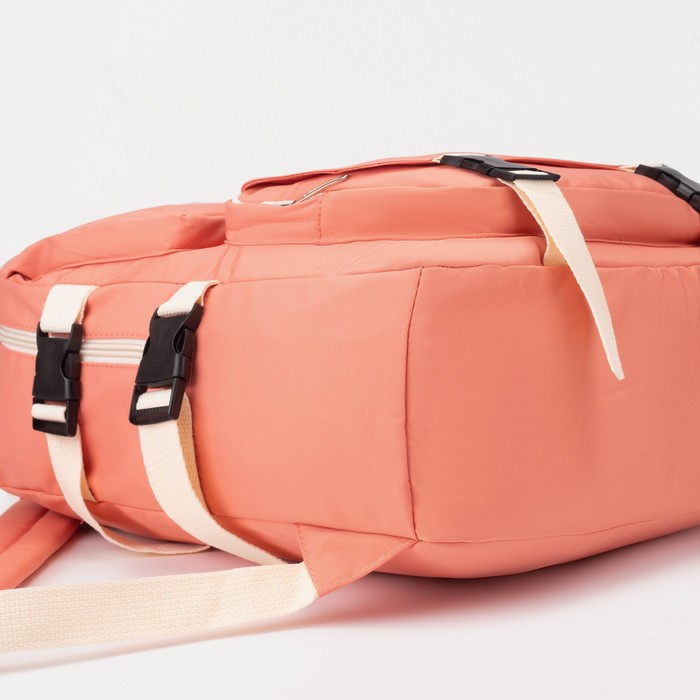 Рюкзак на молнии, 2 наружных кармана, 2 боковых кармана, цвет розовый - фото 3 - id-p173952980