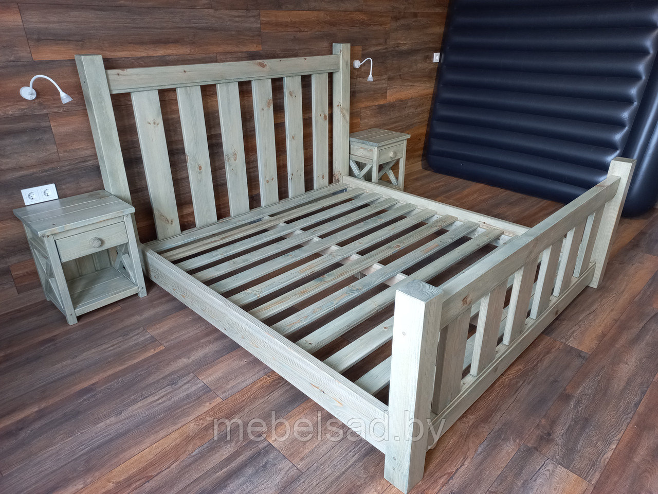 Кровать деревянная со столиками "Кантри Элегант" Ш1800мм*Д2000мм - фото 2 - id-p173962991