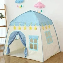 Детский игровой домик детская игровая палатка замок шатер розовая, голубая для девочек д 130*130*100