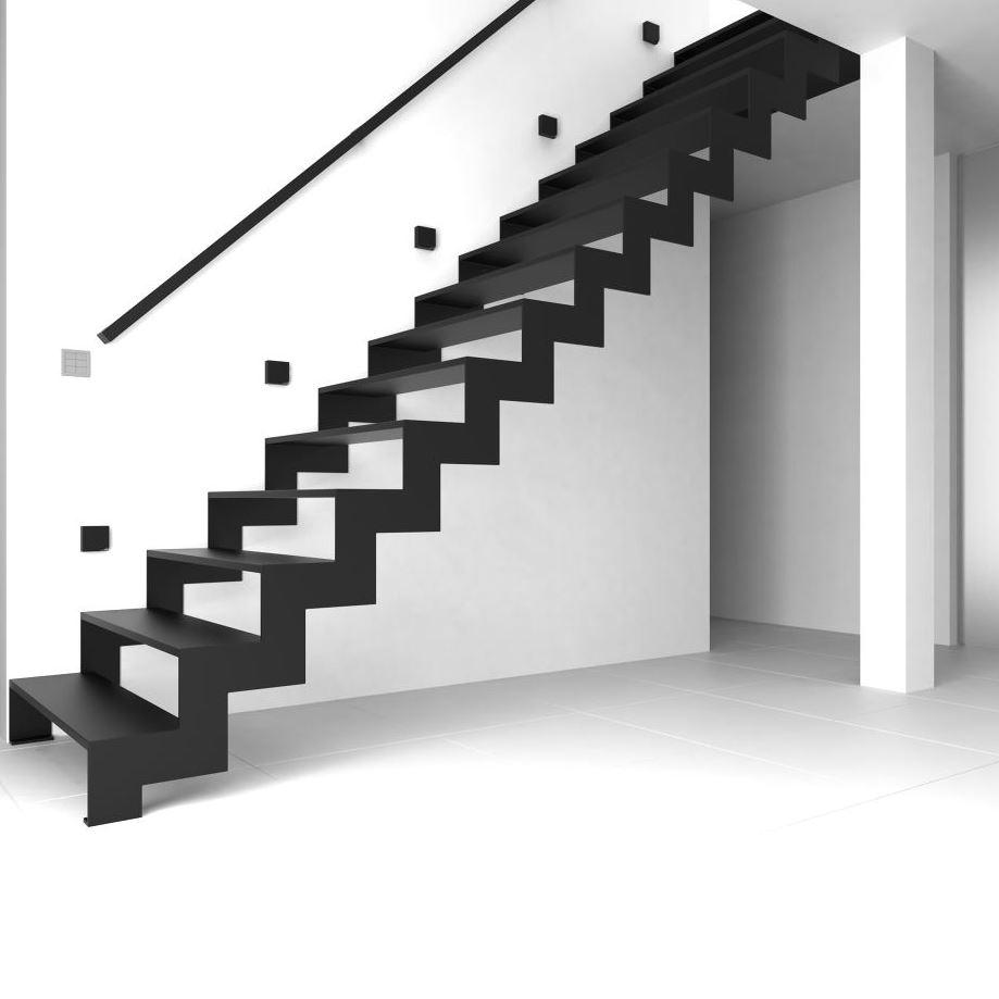 Лестница на двух ломаных металлических косоурах из стального листа Л-3 - фото 1 - id-p147993136