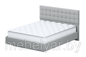 Кровать двойная с Орт.осн. №2 SV Мебель (универсальная 1.4х2.0) (Белый/Серый ткань/Квадро Серый ткань)